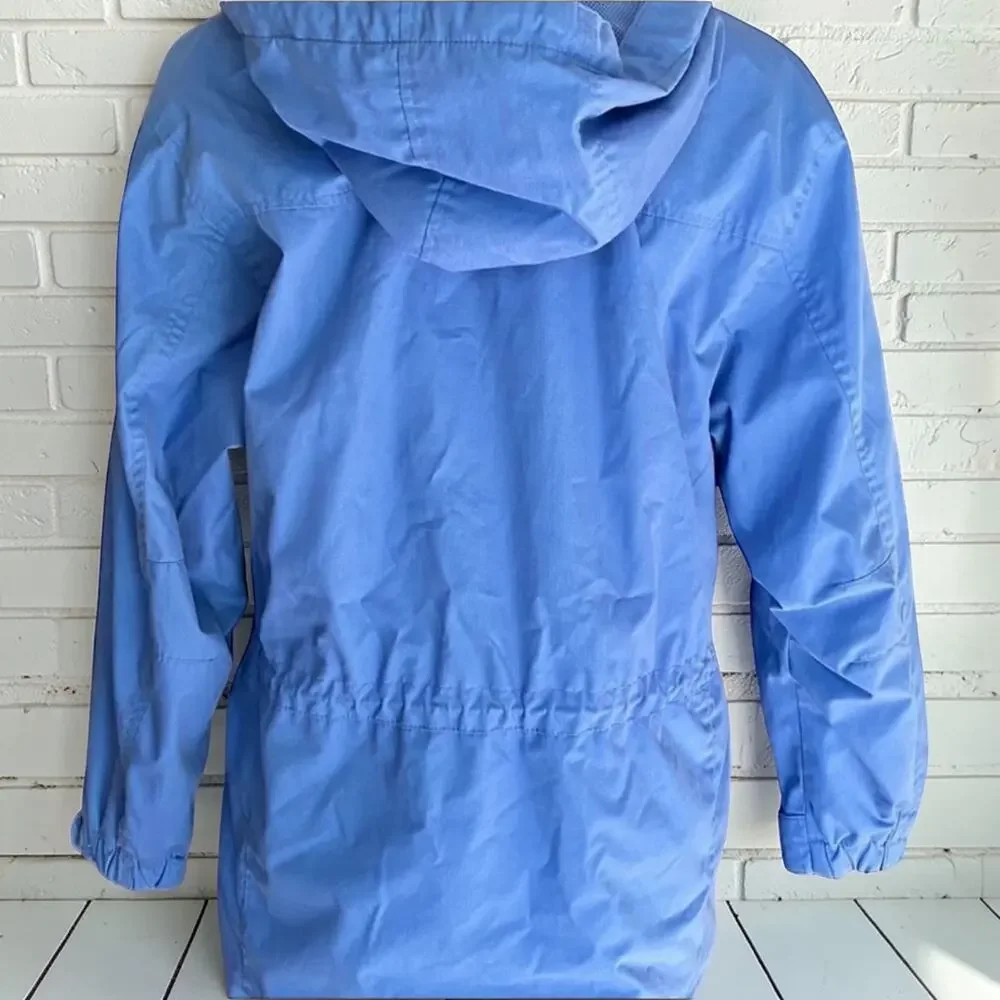 Vintage Pacific Trail Jacket Windbreaker Snap Hood Blue Womens Petite Small EUC